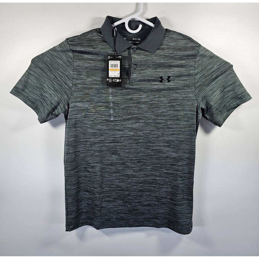 Under Armour Mens Small S Performance Polo Shirt Gray UPF 50 Loose Fit Golf NEW